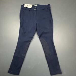 Dover Riding Sport Breeches Women's 34 Navy Blue Equestrian Knee Patch Stretch